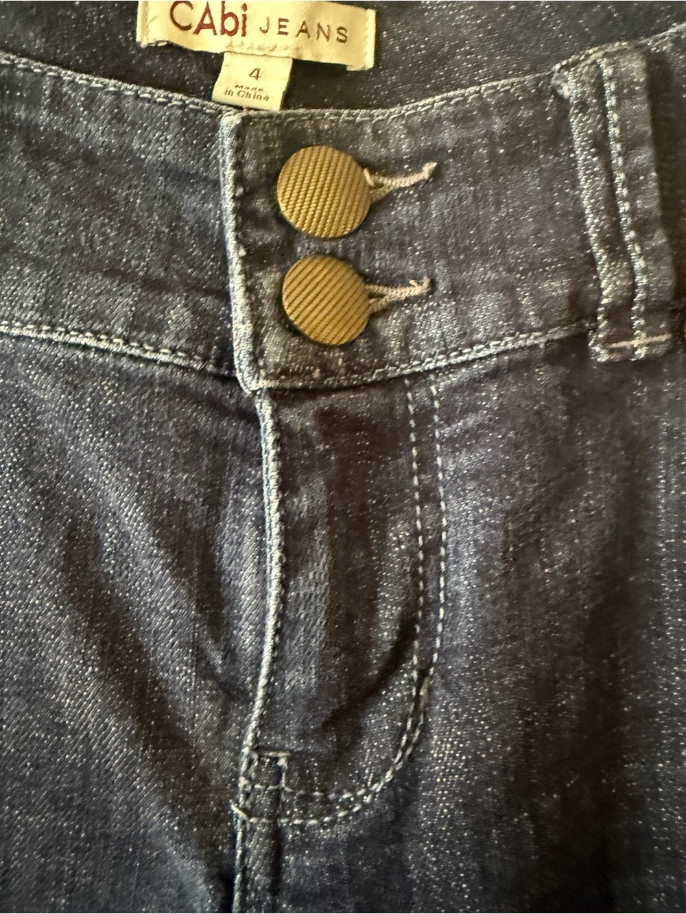 CAbi Straight Leg Low Rise Double Button Jeans - Picture 4 of 5